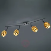 Lampy sufitowe - Reality Leuchten Ruchomy, 4-pkt. spot sufitowy Choke, czarno-złoty - miniaturka - grafika 1