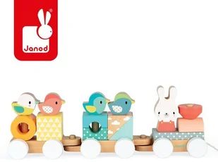 Janod Pociąg z klockami do ciągnięcia Pure - Pociągi dla dzieci - miniaturka - grafika 2