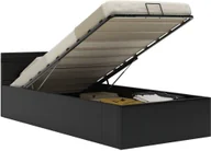 Łóżka - vidaXL Rama łóżka z podnośnikiem i LED, czarna, ekoskóra, 90 x 200 cm - miniaturka - grafika 1