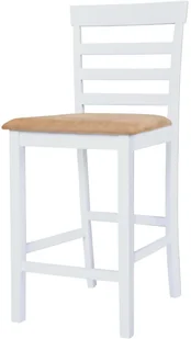 vidaXL Stół barowy i 2 krzesła, lite drewno, kolor brązowy i biały - Stoły z krzesłami - miniaturka - grafika 6