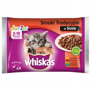 Whiskas Kocięta Mięsne Dania w sosie Saszetka 100g 12738 - Mokra karma dla kotów - miniaturka - grafika 2
