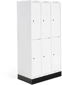 Meble do szkół i przedszkoli - AJ Produkty Szafka do szatni ROZ, 3 moduły, 6 drzwi, 1740x900x550 mm, biały, z podstawą - miniaturka - grafika 1