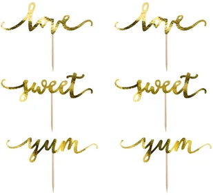 PartyDeco Szpilki drewniane "Love", złoty, 13 cm, 6 szt KPM17-019 - Gadżety dla niej i dla niego - miniaturka - grafika 3