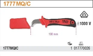 Beta NÓŻ DO KABLI W IZOLACJI DO 1000V 1777MQ/C - Narzędzia warsztatowe - miniaturka - grafika 2