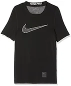 Gadżety dla kibiców - Nike chłopcy Pro Compression koszulka z krótkim rękawem, czarny, l 858233-011 - miniaturka - grafika 1