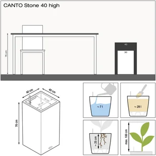 Lechuza Donica CANTO Stone Kolumna 40 biały kwarcowy - Donice - miniaturka - grafika 3