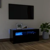 Szafki RTV - vidaXL Szafka pod TV z oświetleniem LED, czarna, 90x35x40 cm - miniaturka - grafika 1