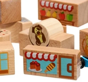 Lucy Leo Kolorowe klocki drewniane Miasto 15 elementów LL166 - Klocki - miniaturka - grafika 8