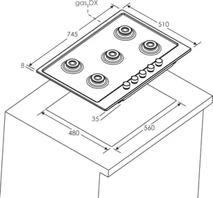 Płyta gazowa do zabudowy Candy CHW74WGTGH - Płyty gazowe do zabudowy - miniaturka - grafika 3