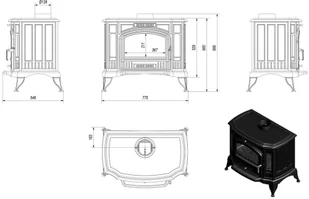Ekoprojekt 300 Piec wolnostojący koza 10W K9 z wylotem spalin fi 130 z fajerką i z pogrzebaczem spełnia anty-smogowy 30076622 - Piece wolnostojące - miniaturka - grafika 2