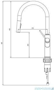 Omnires Bend z wyciąganą wylewką grafit BE6455GR - Baterie kuchenne - miniaturka - grafika 2