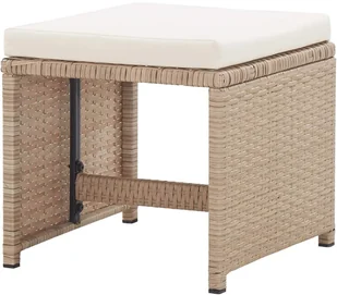 vidaXL Stołki barowe, 2 szt., z poduszkami, polirattan, beżowe - Fotele i krzesła ogrodowe - miniaturka - grafika 4