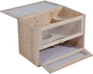 PawHut KLATKA DLA CHOMIKA GRYZONI DREWNIANA - Klatki dla gryzoni - miniaturka - grafika 2