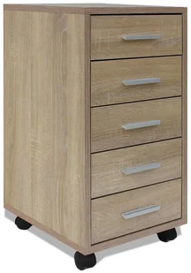 vidaXL vidaXL Szafka biurowa z kółkami i 5 szufladami, w kolorze dąb - Komody - miniaturka - grafika 3