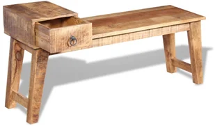 Ławka z szufladą z drewna mangowego 120x36x60cm - Ławki do przedpokoju - miniaturka - grafika 7