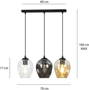 EULUNA Lampa wisząca Starla prosta 3-pkt. grafit/bursztyn - Lampy sufitowe - miniaturka - grafika 4