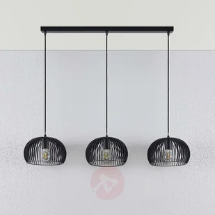 Lampenwelt com Lampa wisząca Jusra z czarnego metalu, 3-pkt. - Lampy sufitowe - miniaturka - grafika 5