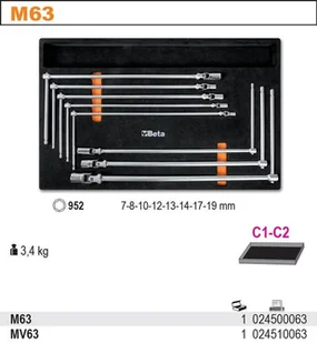 Beta KPL.KLUCZY 8 SZT.W MIĘKKIM WKŁ.PROFIL. 2450/M63 - Klucze i nasadki - miniaturka - grafika 2