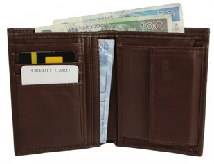 PolskaGalanteria.pl Portfel Męski PolskaGalanteria (PL) Skórzany Pionowy Skóra Cielęca Jedno Skrzydełko Czekoladowy 411 - Portfele - miniaturka - grafika 2