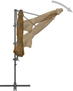 vidaXL Parasol wiszący ze stalowym słupkiem, 300 cm, kolor taupe - Parasole ogrodowe - miniaturka - grafika 7