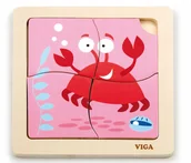 Układanki dla dzieci - Viga 50146 Puzzle na podkładce - krab - miniaturka - grafika 1