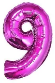 Balony i akcesoria - GODAN Balon foliowy cyfra "9" różowa 85cm - miniaturka - grafika 1