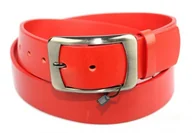 Paski - Pas-Max Pasek Skórzany Damski (PL) Gładki 40 mm Skóra Licowa EXTRA CZERWONY - miniaturka - grafika 1