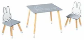 Zestawy mebli dla dzieci - roba zestaw mebli do siedzenia dla dzieci Miffy, zestaw mebli dziecięcych składający się z 2 krzeseł dla dzieci i 1 stołu, zestaw do siedzenia, drewno, ciemnoszary, biały, lakierowany - miniaturka - grafika 1