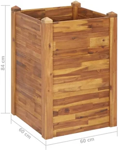 vidaXL Donica ogrodowa, 60x60x84 cm, lite drewno akacjowe - Donice - miniaturka - grafika 6