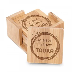 Murrano Podkładki bambusowe pod piwo kawę zestaw x6 grawer dla kawosza dla n PDK-BMB-016 - Pozostałe akcesoria barmańskie - miniaturka - grafika 2