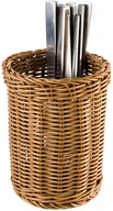 Pojemniki na sztućce - APS Koszyk, pojemnik na sztućce okrągły, brąz | Economic 40012 - miniaturka - grafika 1