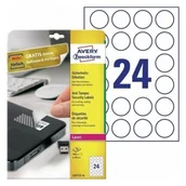 Etykiety samoprzylepne i bloki etykiet - Avery ZWECKFORM Etykiety poliestrowe zabezpieczające - plomby 40mm okrągłe ZWECKFORM trwałe białe 20 ark 480 etykiet /L6112-20/ ZW672 - miniaturka - grafika 1