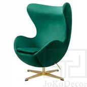 Fotele - King Home Fotel EGG CLASSIC VELVET GOLD zielony - welur, podstawa złota JH-026.GREEN.93G [11783677] - miniaturka - grafika 1