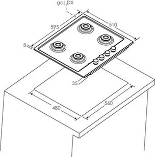 Płyta gazowa do zabudowy Candy CHW6BR4WX - Płyty gazowe do zabudowy - miniaturka - grafika 2