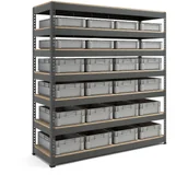 Szafy i regały magazynowe - AJ Produkty Regał EURO + COMBO z pojemnikami, 24 pojemniki - miniaturka - grafika 1