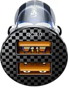 Ładowarki samochodowe - USAMS Ład. sam. 2xUSB C23 36W Fast Charge transparent black CC122CC01 (US-CC122) - miniaturka - grafika 1