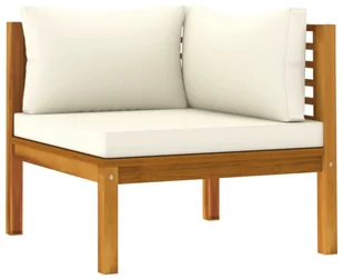 VidaXL Moduł sofy narożnej z kremową poduszką, drewno akacjowe 316287 - Sofy ogrodowe - miniaturka - grafika 2