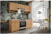 Szafki kuchenne - MEBLE OKMED Zestaw mebli kuchennych Laxy 5 el. 200 cm kolor dąb hikora - miniaturka - grafika 1