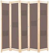 Parawany - vidaXL Parawan 5-panelowy, brązowy, 200 x 170 x 4 cm, tkanina vidaXL - miniaturka - grafika 1