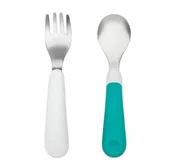 Sztućce dla dzieci - Oxo OXOtot Sztućce Metalowe 12m+ Teal 61132200 - miniaturka - grafika 1