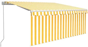 VidaXL Lumarko Ręcznie zwijana markiza z zasłoną i LED, 3,5x2,5 m, żółto-biała 3069283 VidaXL - Markizy - miniaturka - grafika 4
