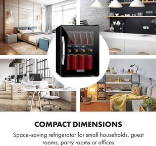 Klarstein Beersafe M Onyx, lodówka, A+, LED, 2 ruszt metalowe, szklane drzwi, onyks HEA-Beersafe-M-OX - Szafy i witryny chłodnicze - miniaturka - grafika 2