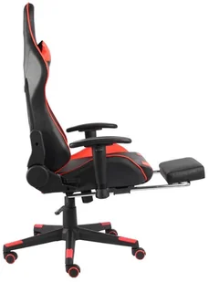 vidaXL Obrotowy fotel gamingowy z podnóżkiem, czerwony, PVC 20497 - Fotele gamingowe - miniaturka - grafika 5