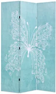 Parawany - vidaXL Składany parawan, 120x180 cm, niebieski z motylem - miniaturka - grafika 1