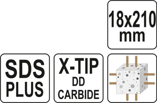 Yato WIERTŁO SDS PLUS PREMIUM 18MM/210MM Z GŁOWICĄ DO ŻELBETU X-TIP YT-41949 ZYSKAJ RABAT 30 ZŁ YT-41949 - Wiertła - miniaturka - grafika 5