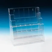 Pojemniki biurowe - Taymar taymar LA-990 stojak na prospekty XXL, z trybiami, różne formaty DIN, 4 poziomy, przezroczysty LA-990 - miniaturka - grafika 1