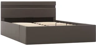 vidaXL Rama łóżka z podnośnikiem i LED, szara, ekoskóra, 120 x 200 cm - Łóżka - miniaturka - grafika 4