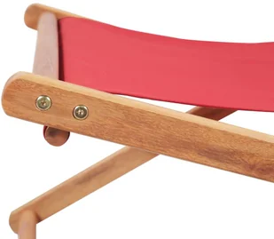 vidaXL Składany leżak plażowy, tkanina, czerwony - Leżaki ogrodowe - miniaturka - grafika 9