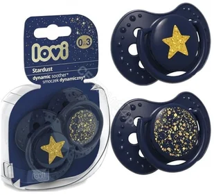 LOVI Lovi Smoczek silikonowy dynamiczny 0-3m Stardust blue 2szt - Smoczki uspokajające - miniaturka - grafika 2