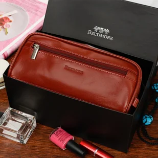 Beltimore kosmetyczka męska Skórzana saszetka brązowa J45 brązowy, beżowy - Kosmetyczki, organizery i kuferki - miniaturka - grafika 6